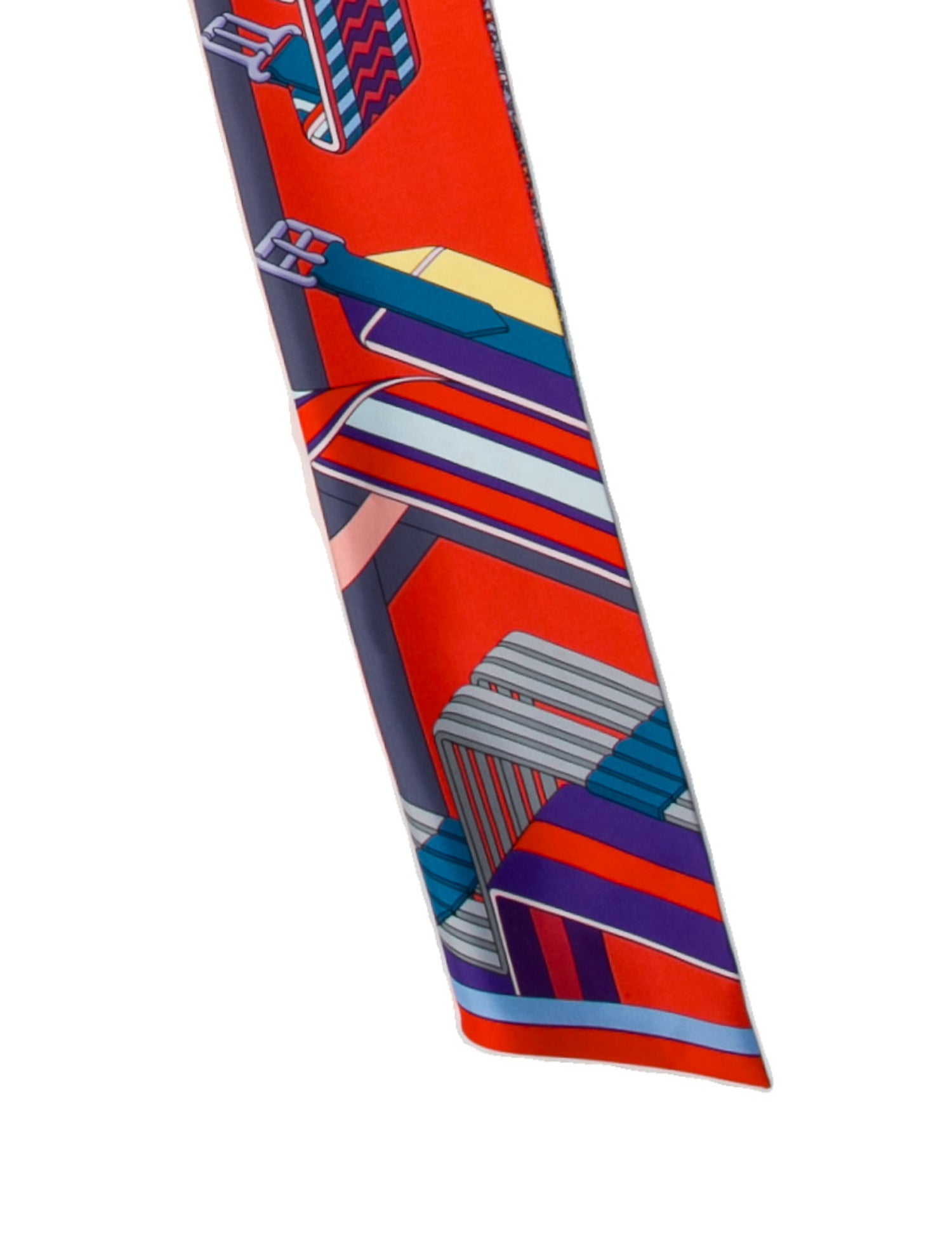 Hermès Sangles en Zigzag Fleuries Maxi Silk Twilly Scarf