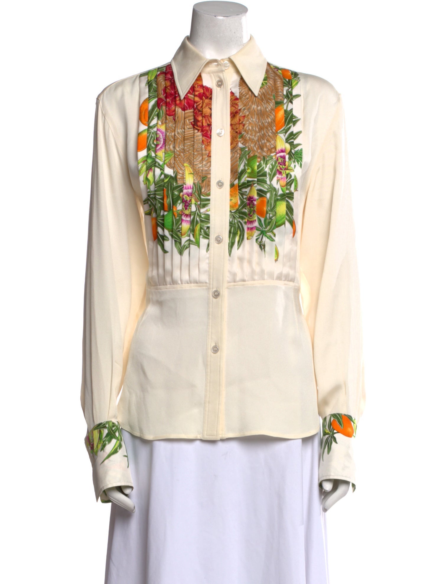 Hermès Silk Printed Button-Up Top