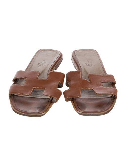 Hermès H Logo Leather Slides