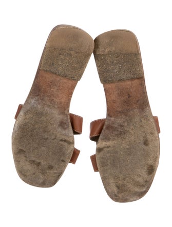 Hermès H Logo Leather Slides