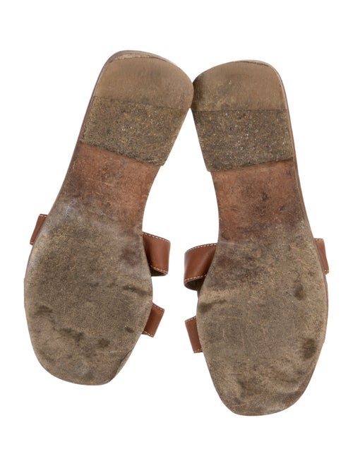 Hermès H Logo Leather Slides