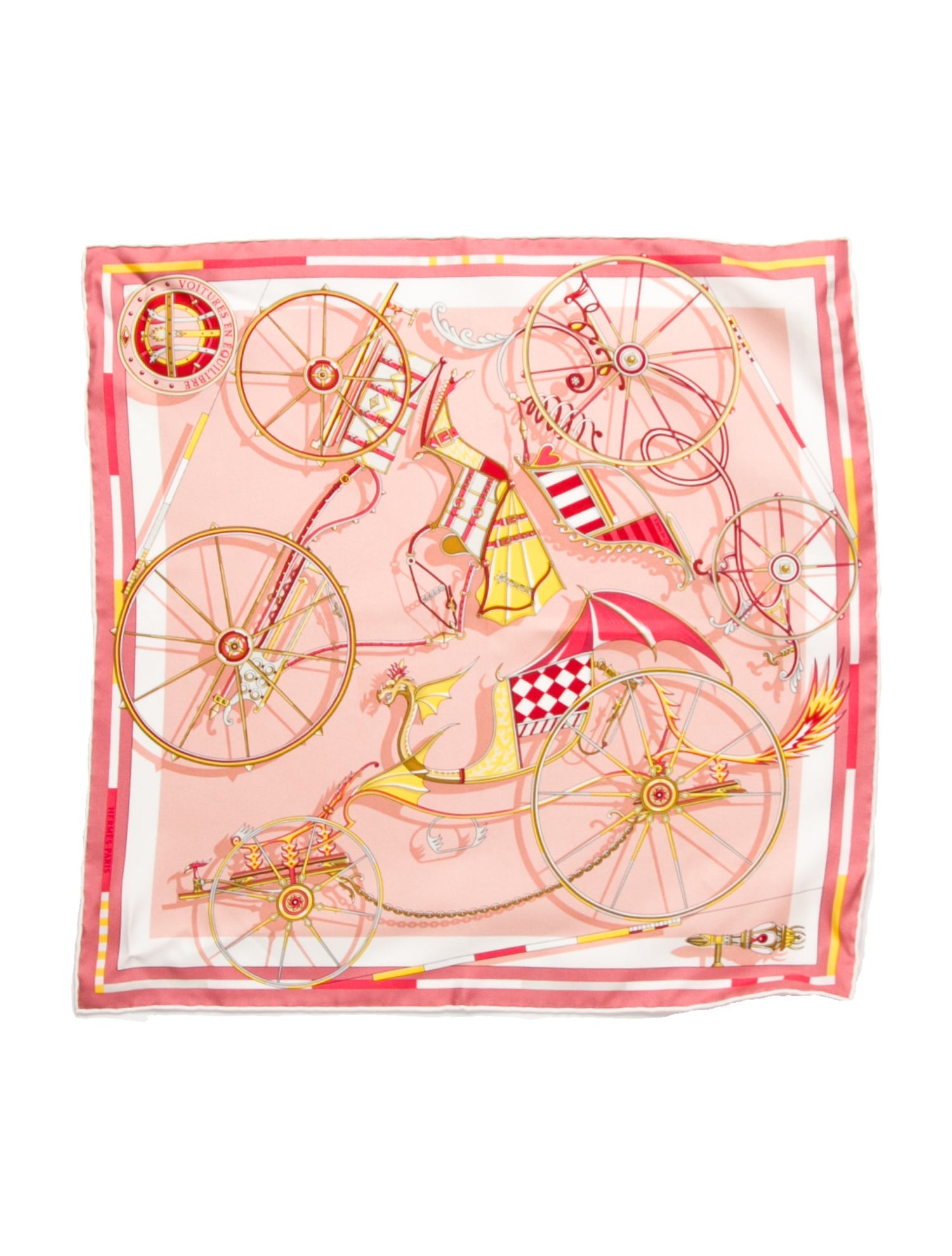Hermès Voitures En Equilibre Silk Scarf