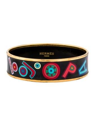 Hermès Wide Enamel Bangle Bracelet