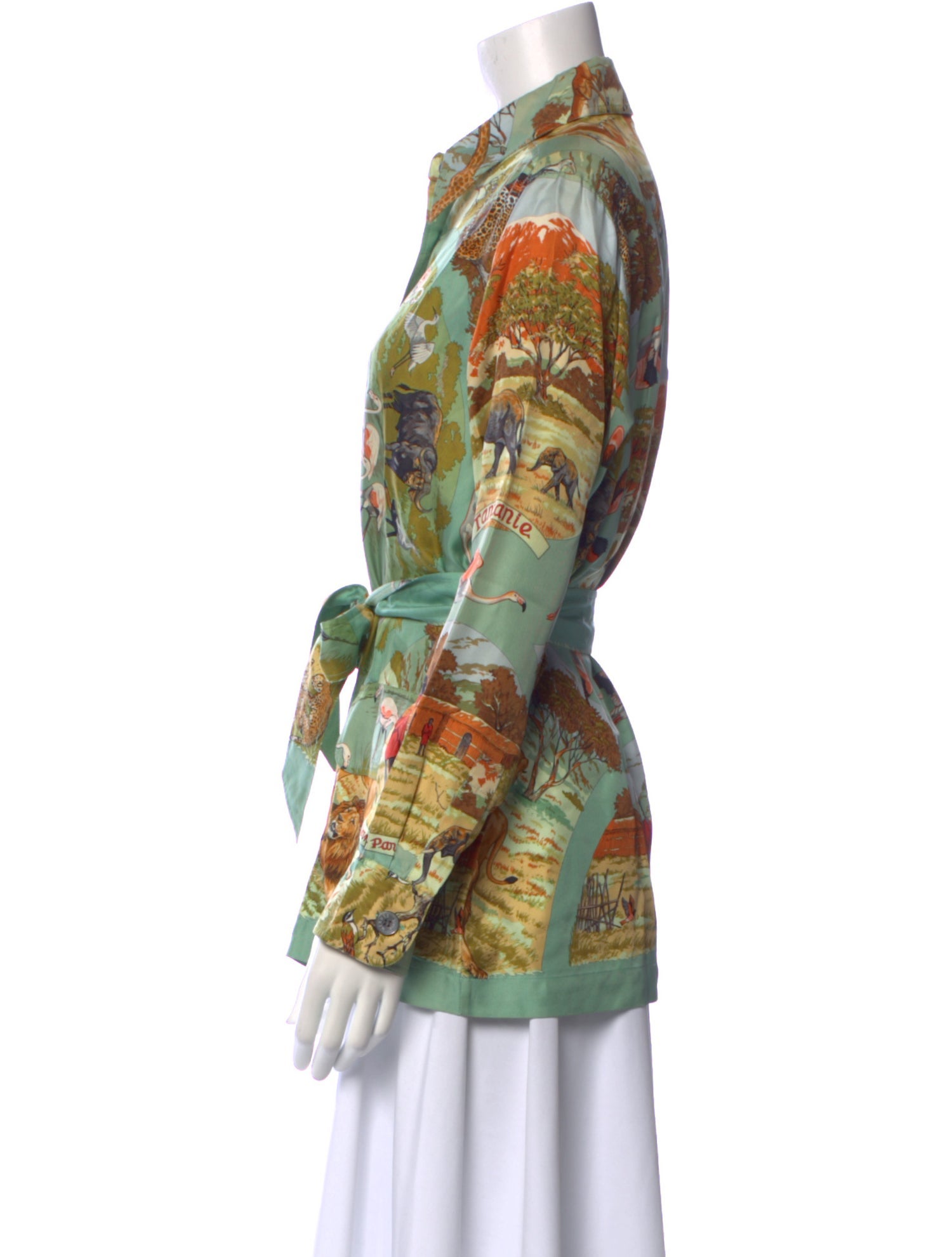 Hermès Silk Printed Button-Up Top