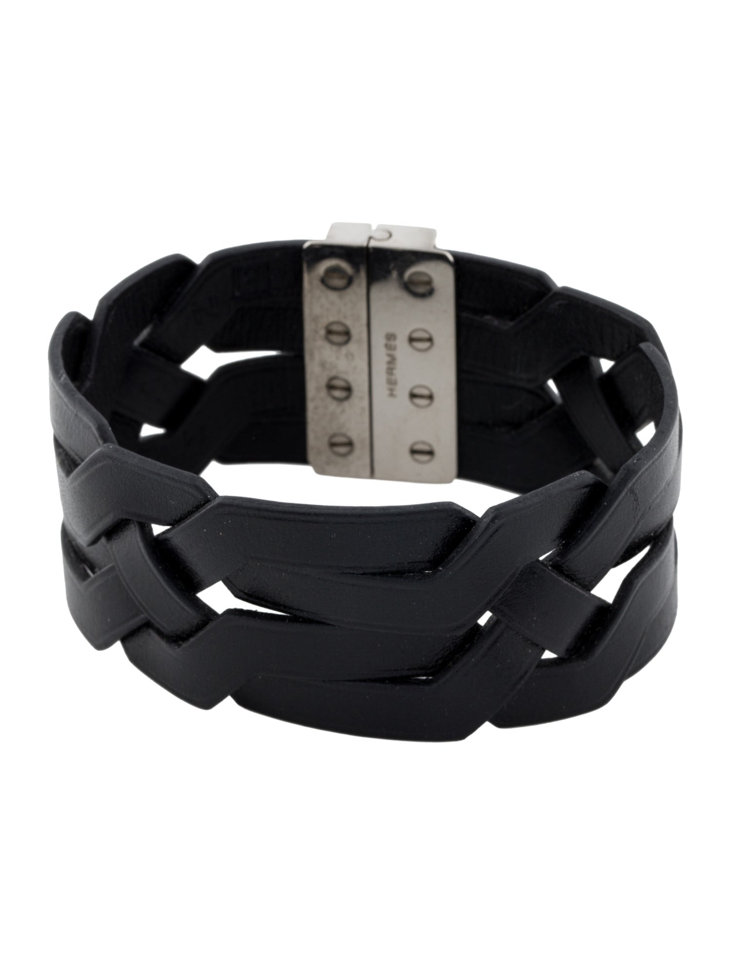 Hermès Leather Wide Braided Bracelet