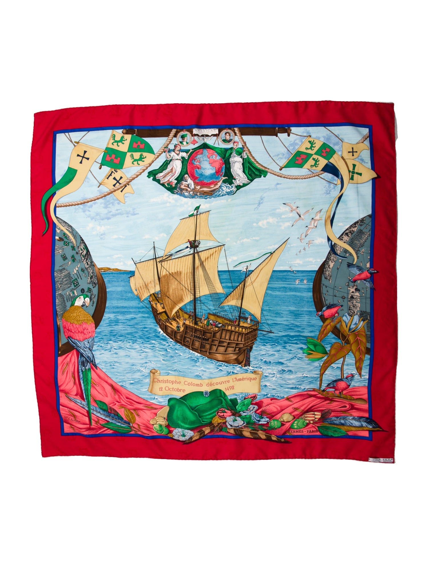 Hermès Christophe Colomb Decouvre l’Amerique Silk Scarf