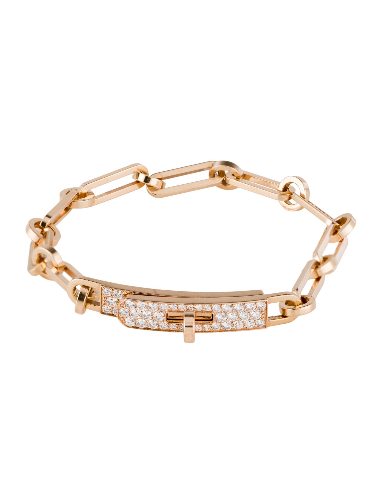 Hermès 18K Diamond Small Kelly Chaine Bracelet