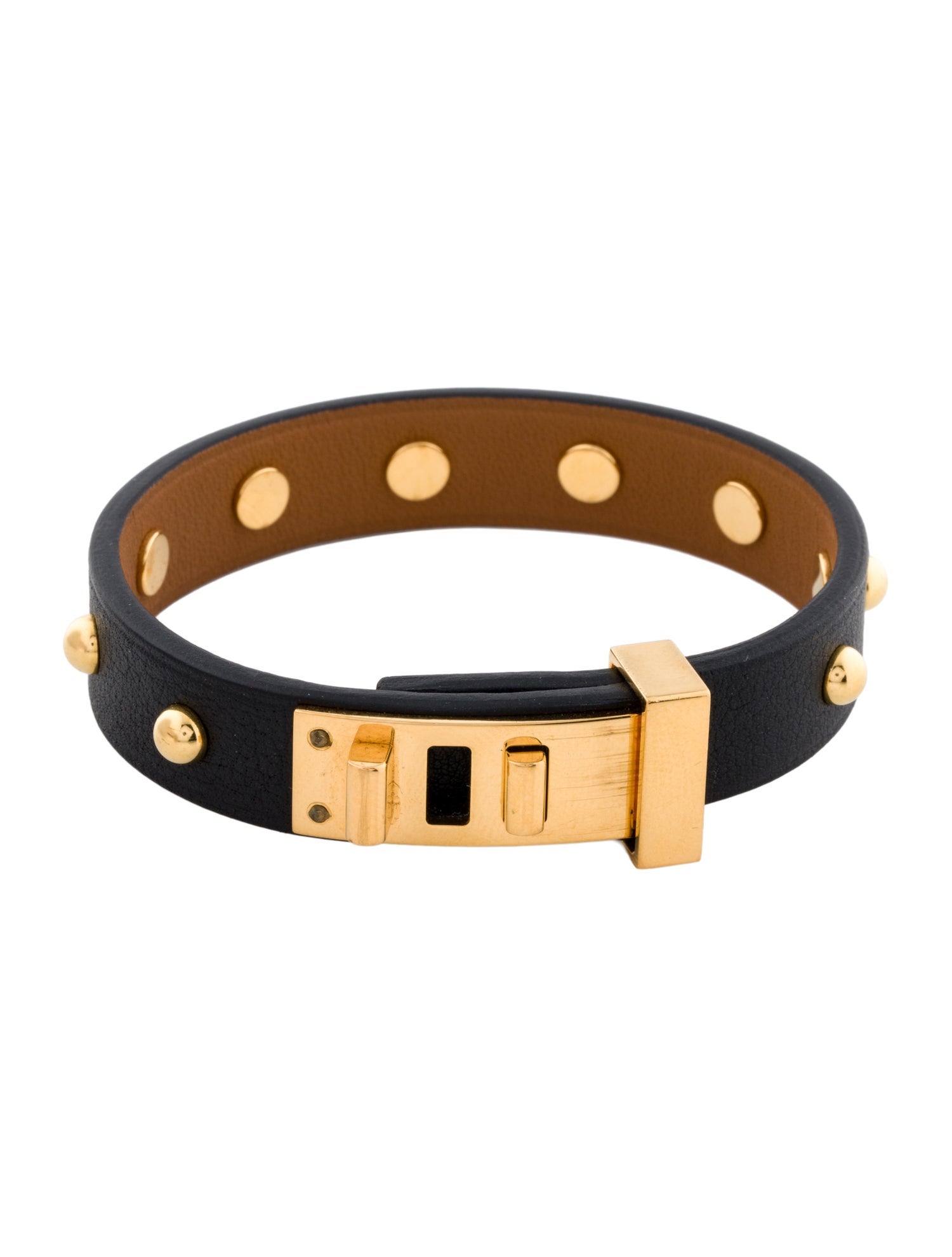 Hermès Leather Mini Dog Clous Rounds Bracelet
