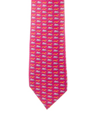 Hermès pink pattern print tie