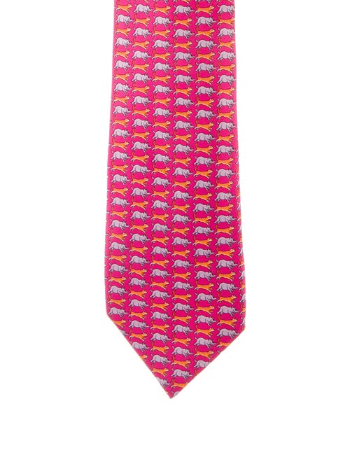 Hermès pink pattern print tie