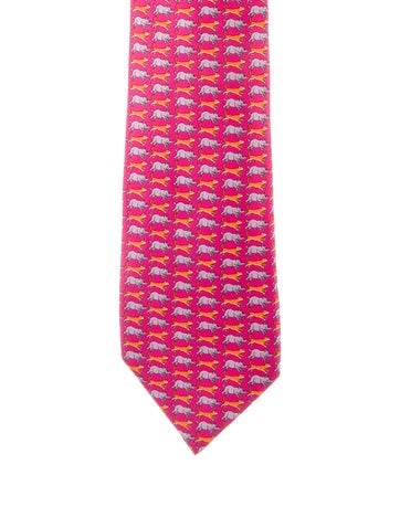 Hermès Ties pink pattern print tie