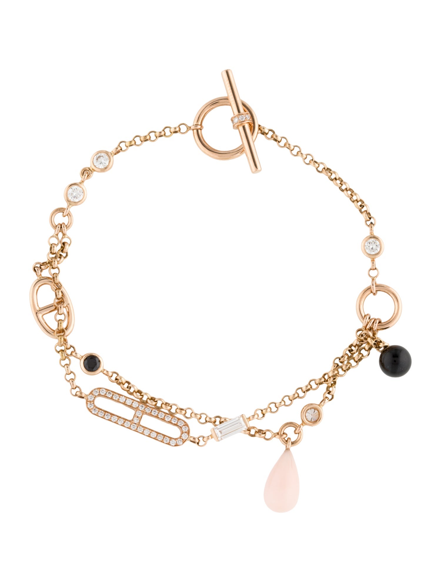 Hermès 18K Diamond, Opal & Onyx Chaine d'Ancre Chaos Bracelet