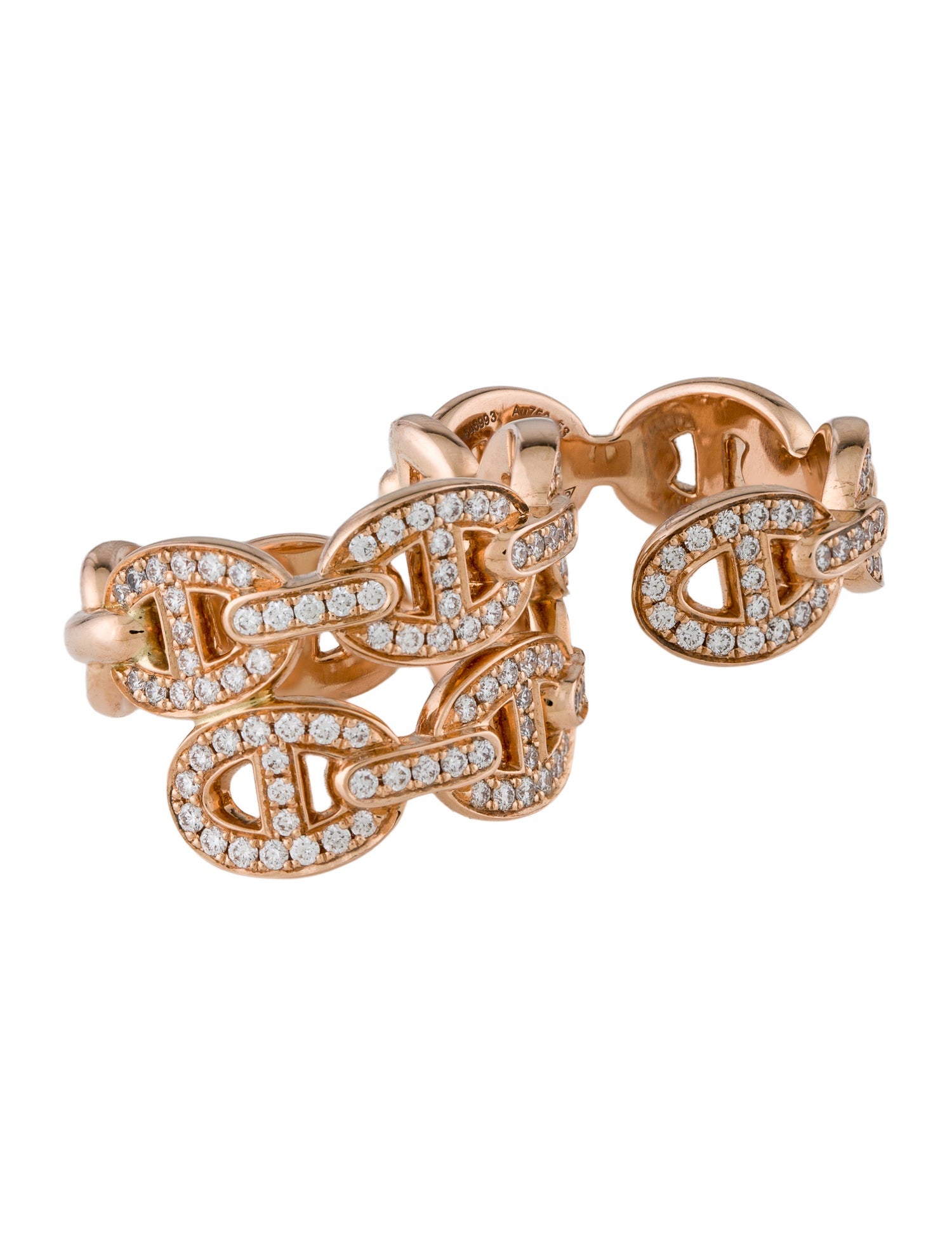 Hermès 2023 18K 1.13ctw Diamond Chaine d'ancre Enchainee Double Ring