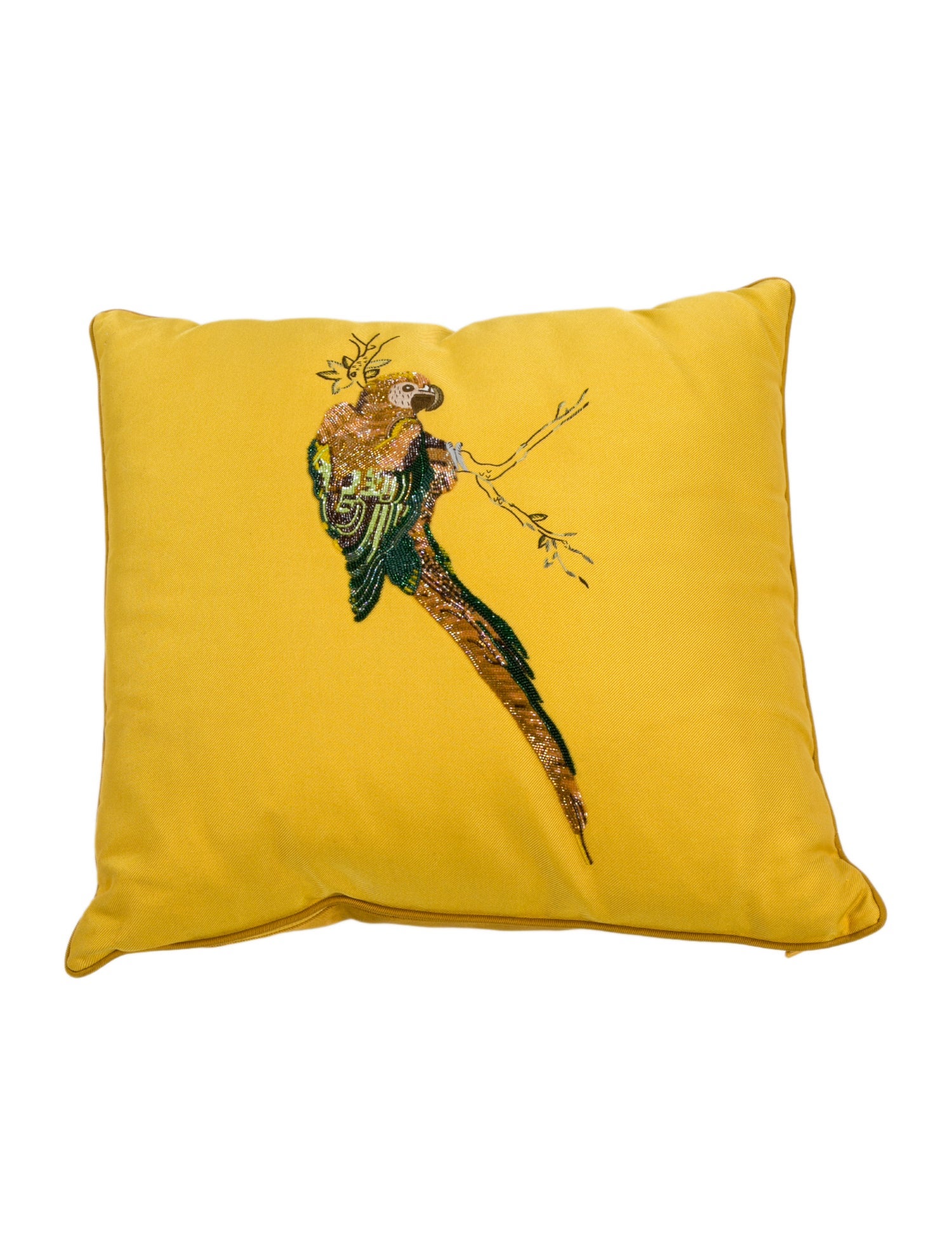 Hermès Beaded Bird Throw Pillow