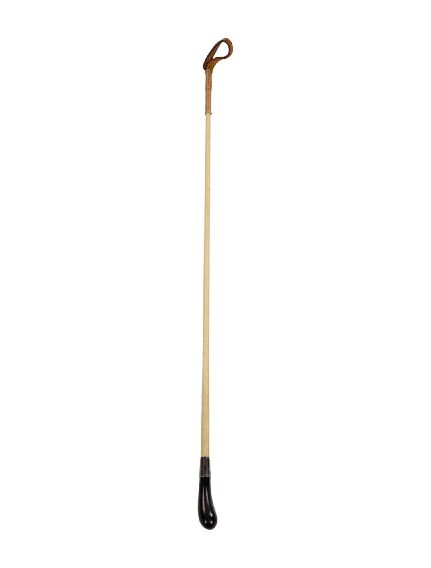 Hermès Serling Silver Woven Leather Dressage Whip