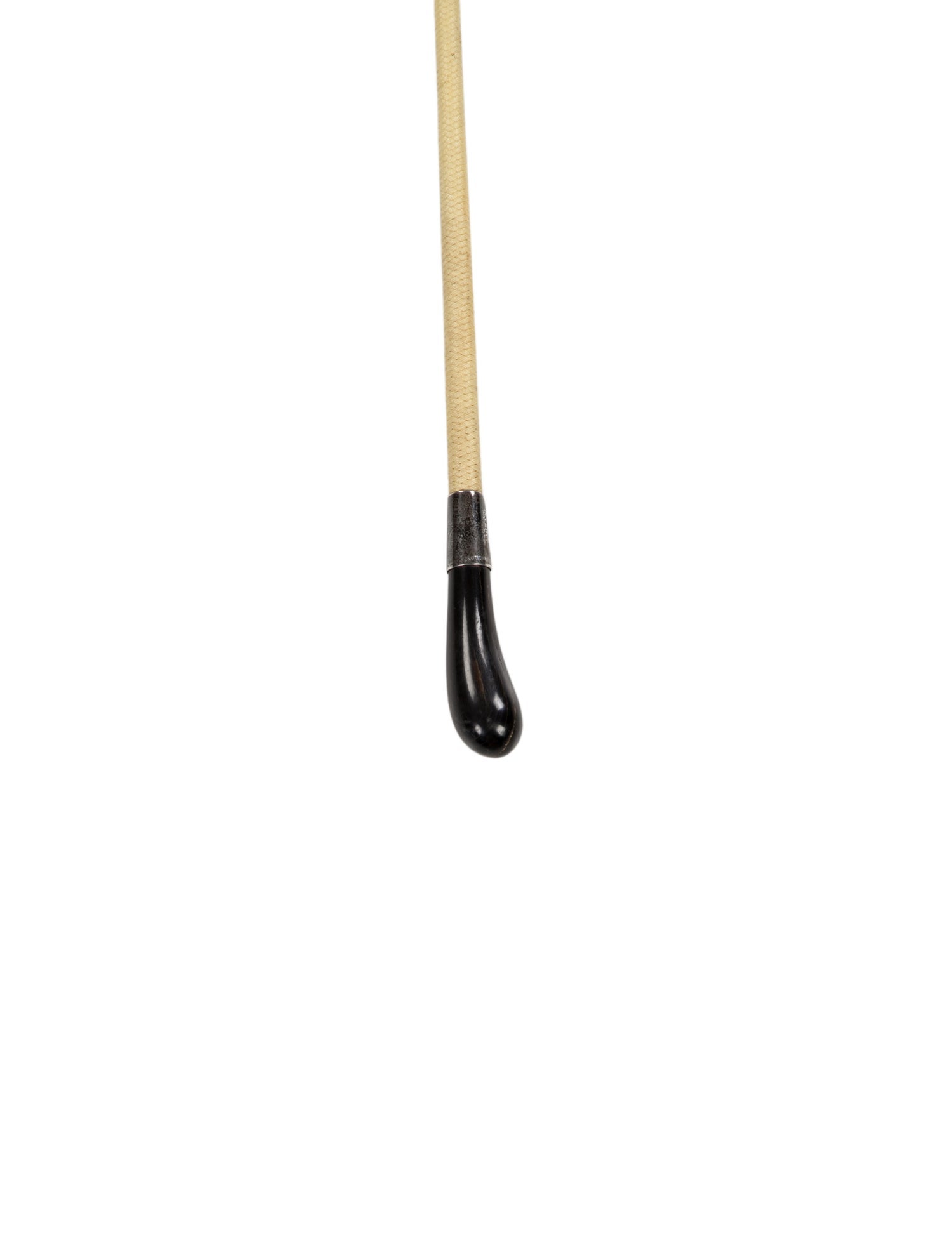 Hermès Serling Silver Woven Leather Dressage Whip