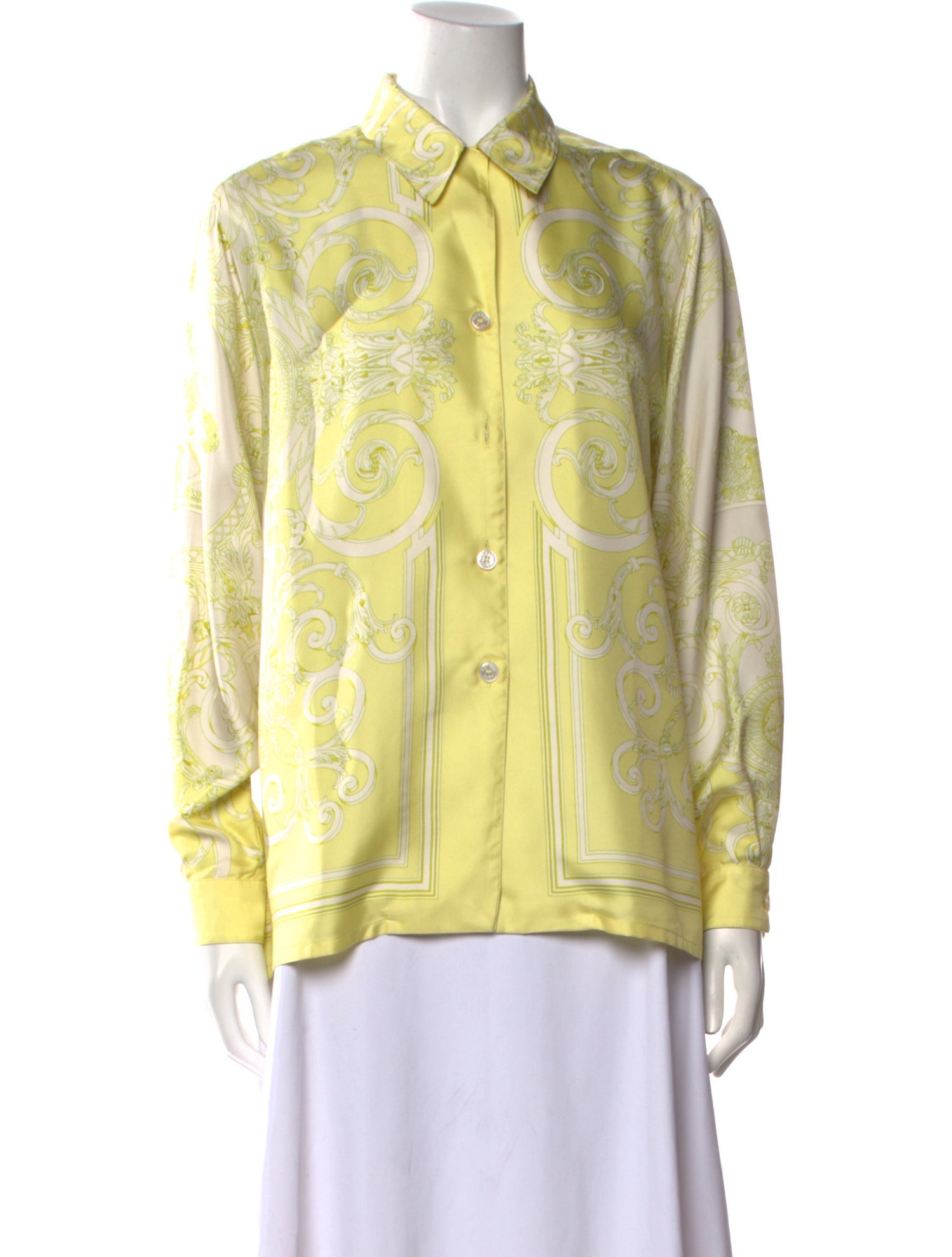 Hermès Silk Printed Button-Up Top