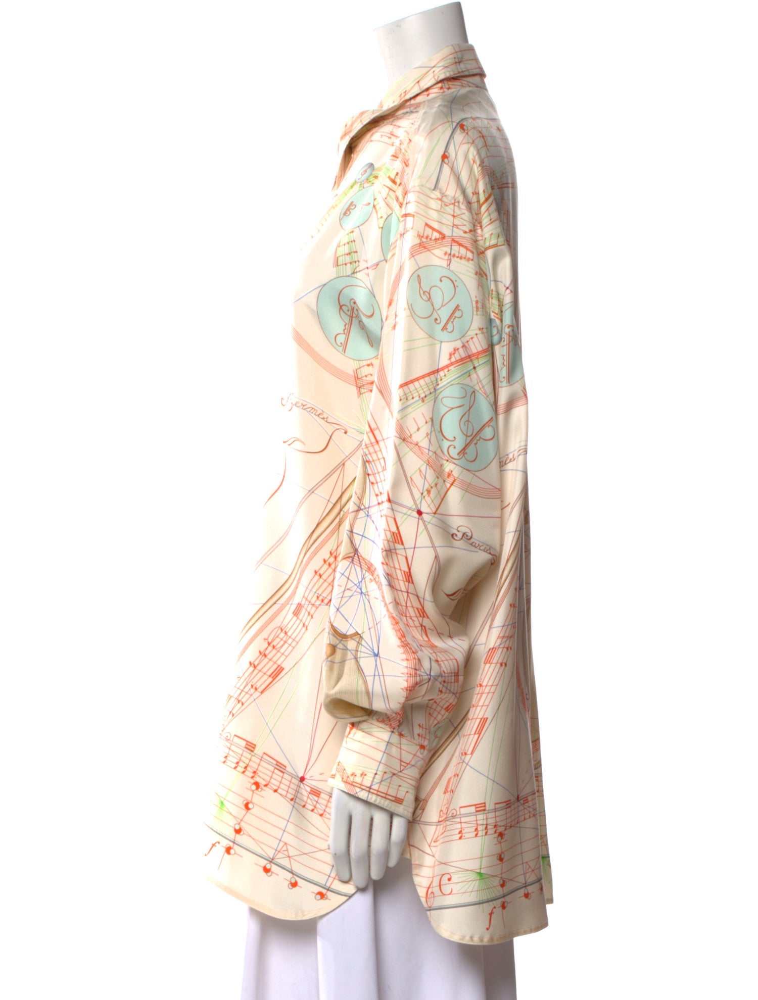 Hermès Silk Striped Button-Up Top