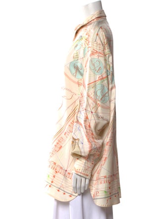 Hermès Silk Striped Button-Up Top