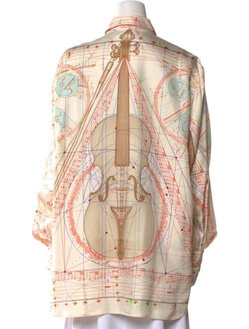 Hermès Silk Striped Button-Up Top