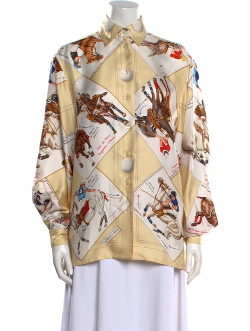 Hermès Silk Printed Button-Up Top