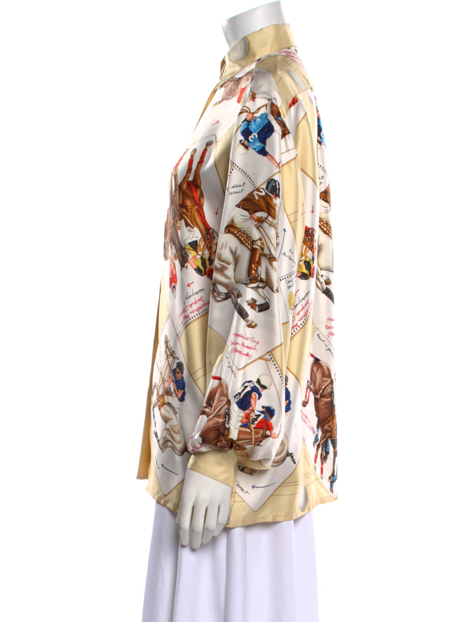 Hermès Silk Printed Button-Up Top