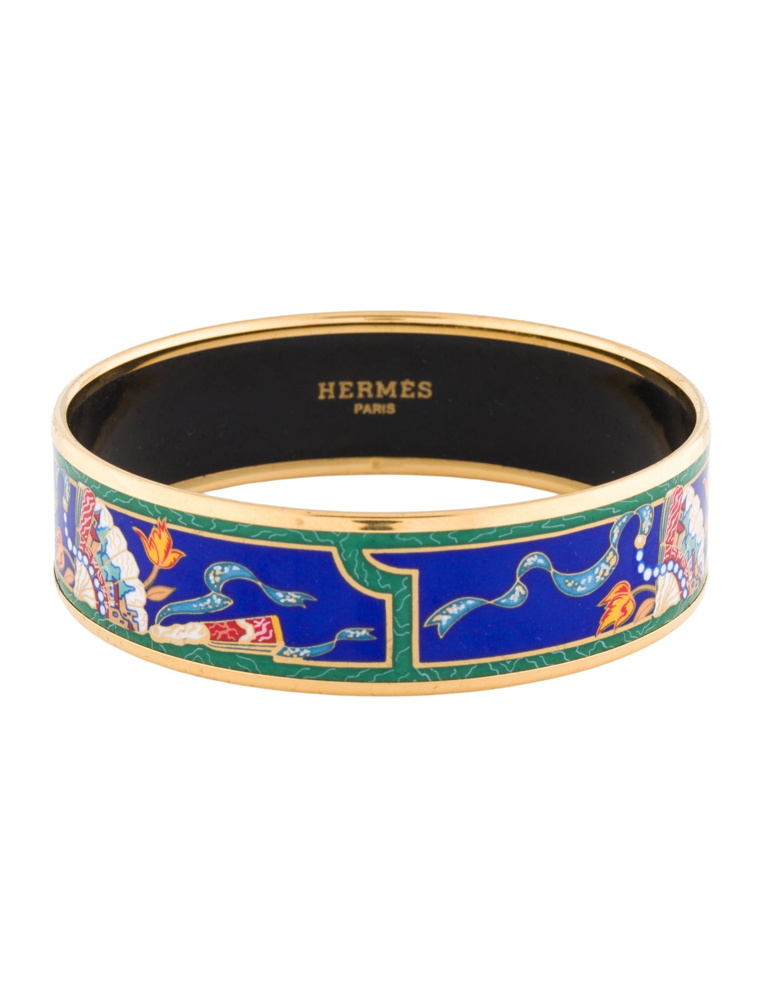 Hermès Wide Enamel Bangle Bracelet