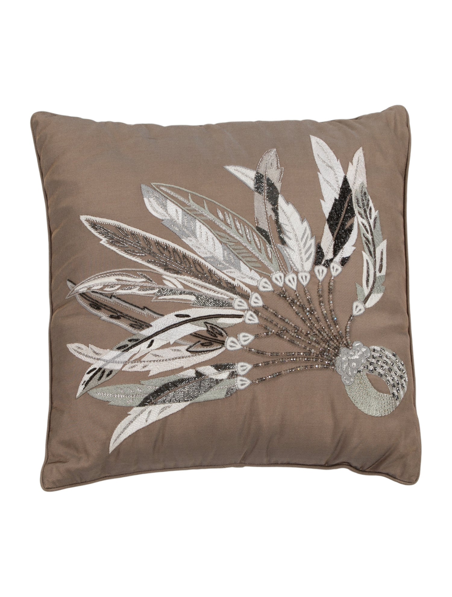 Hermès Plumes de Brazil Beaded Throw Pillow