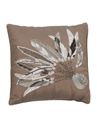 Hermès Plumes de Brazil Beaded Throw Pillow