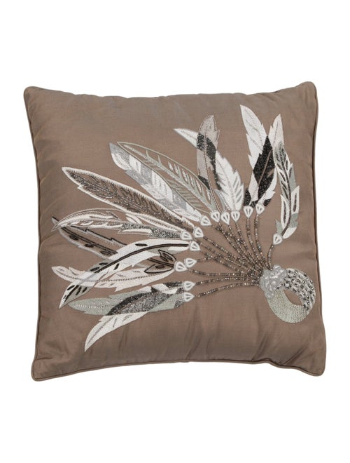 Hermès Plumes de Brazil Beaded Throw Pillow