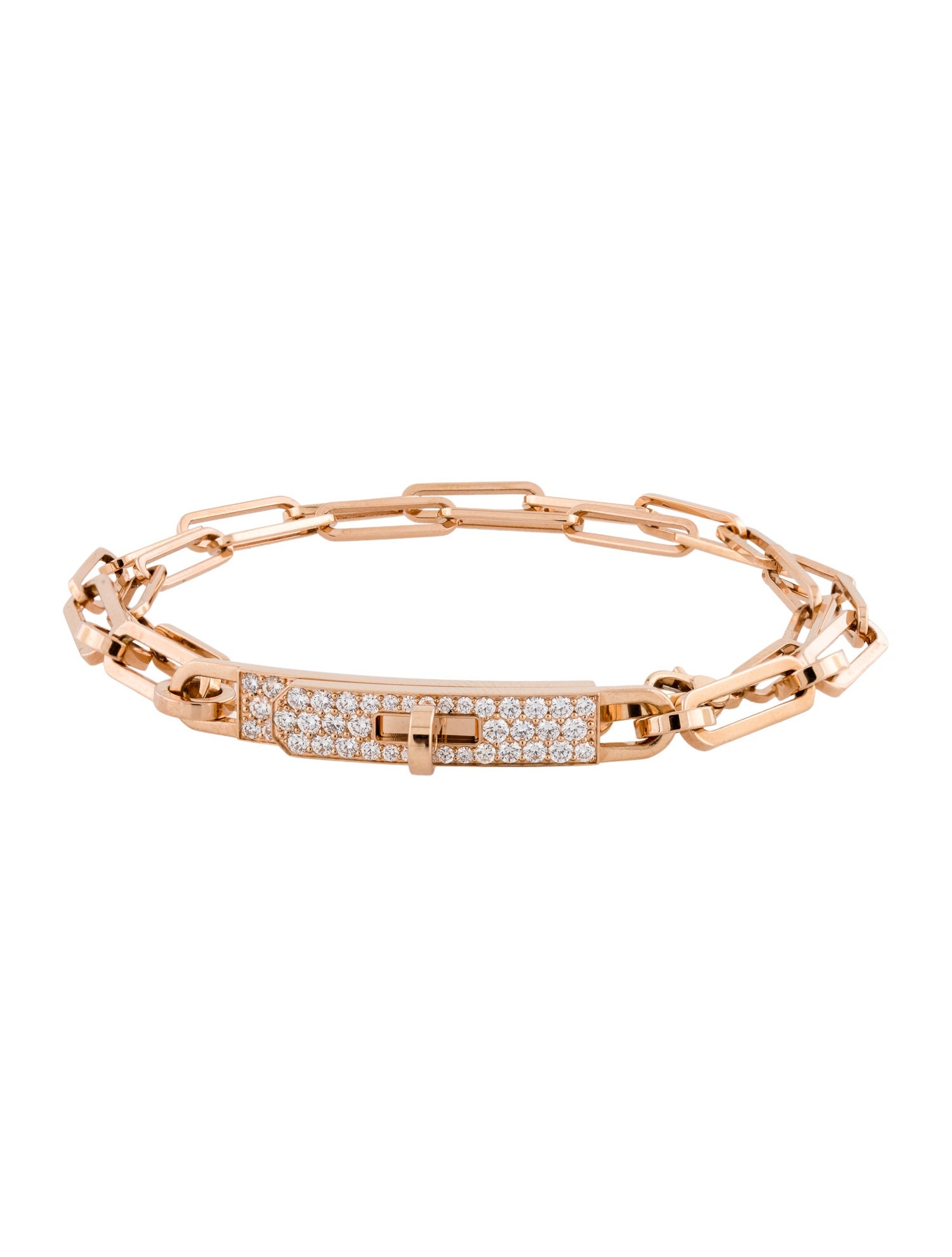 Hermès 18K Diamond Small Kelly Chaine Convertible Double Bracelet