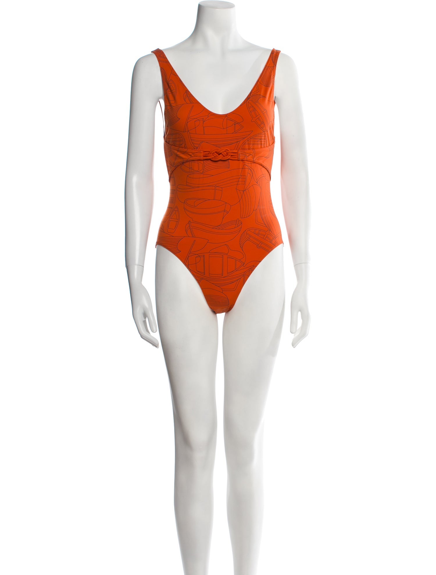 Hermès Printed Braided Accents One-Piece w/ Tags