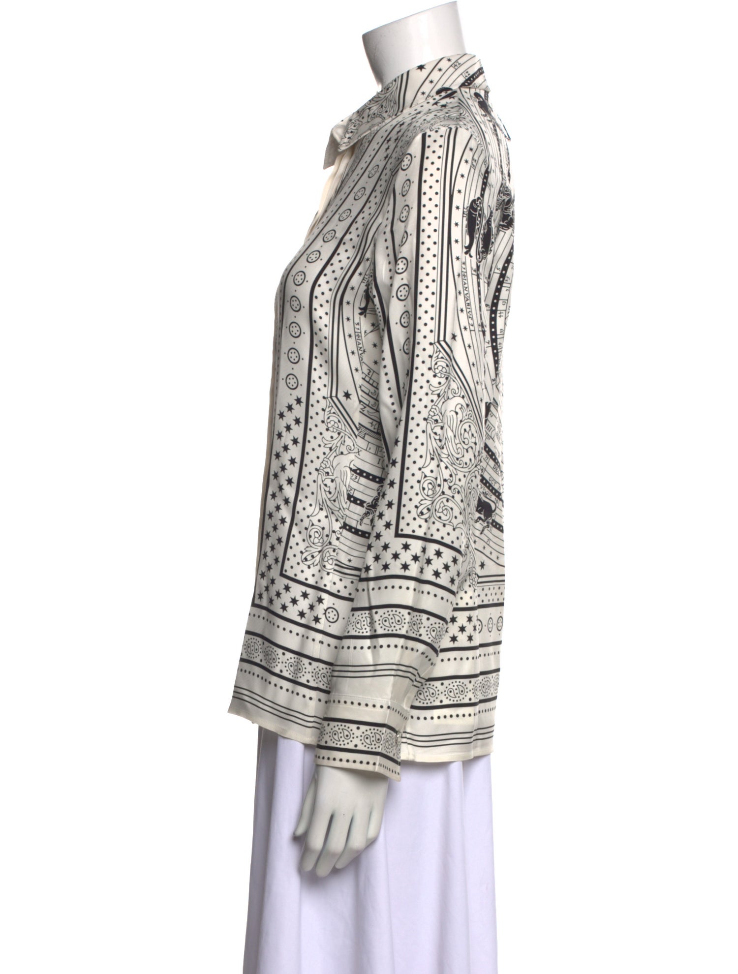 Hermès Silk Printed Button-Up Top