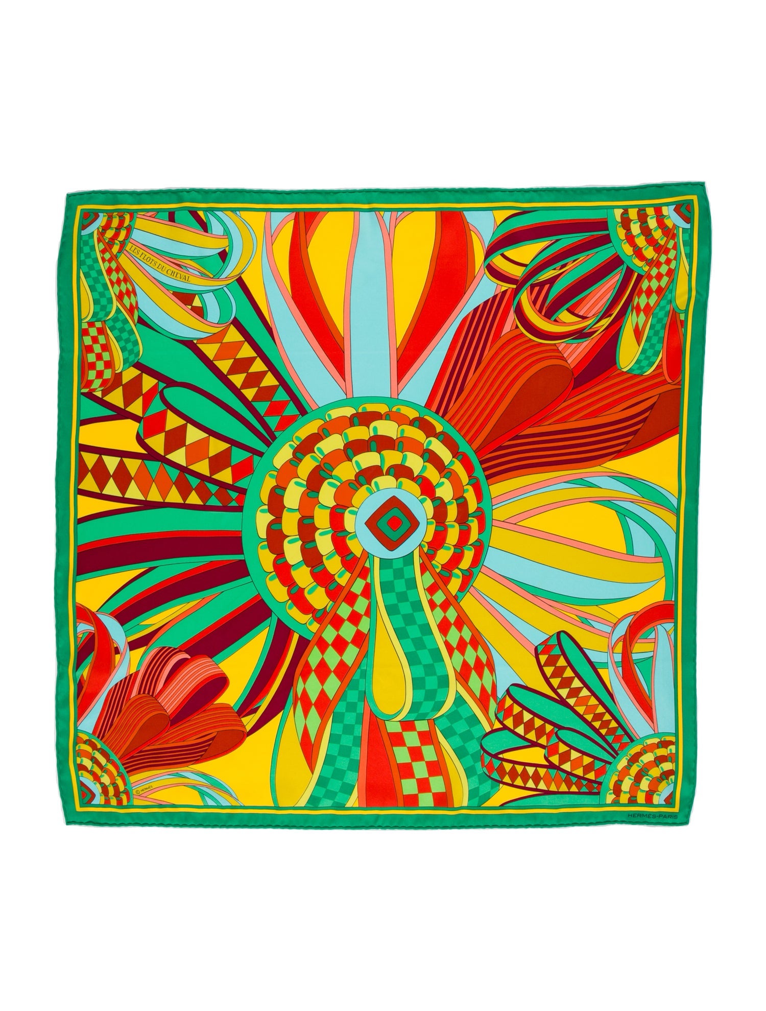 Hermès Les Flots du Cheval Silk Scarf