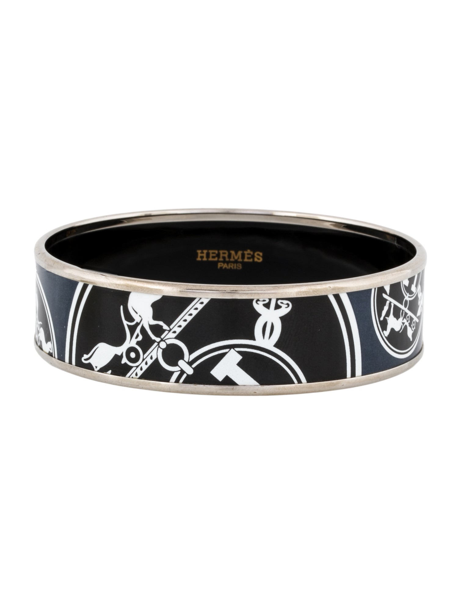 Hermès Wide Enamel Bangle Bracelet