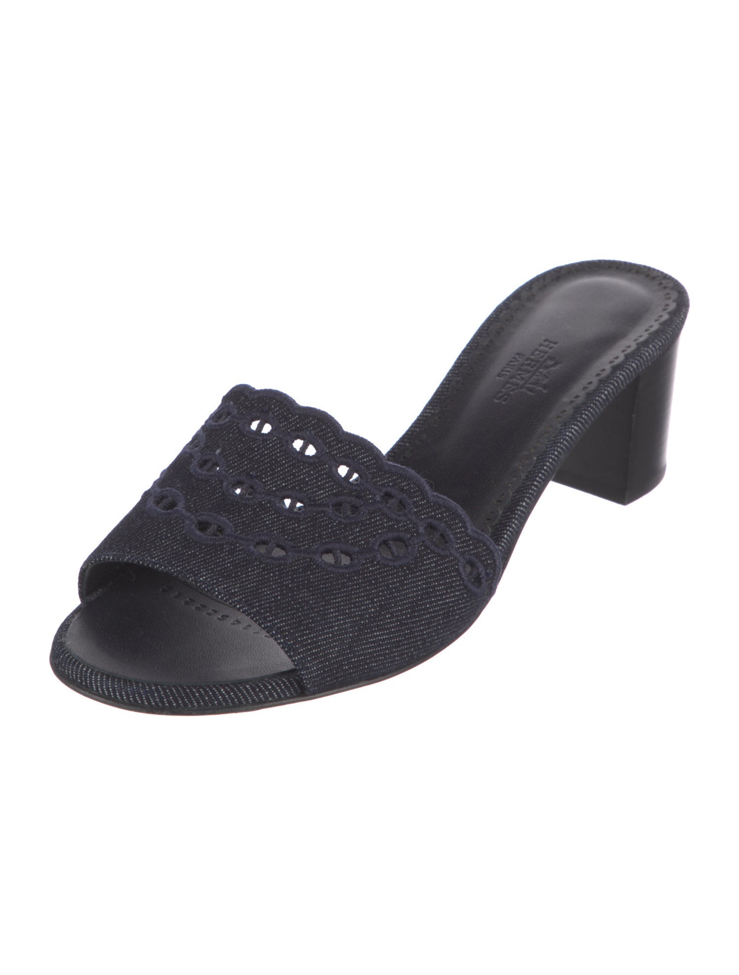 Hermès Gwladys 45 Denim Slides