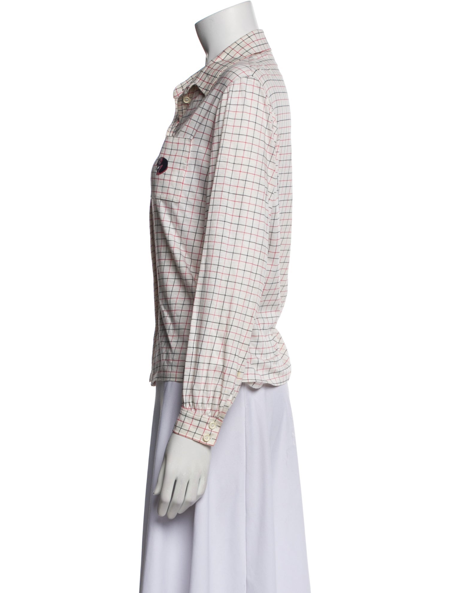 Hermès Plaid Print Long Sleeve Button-Up Top