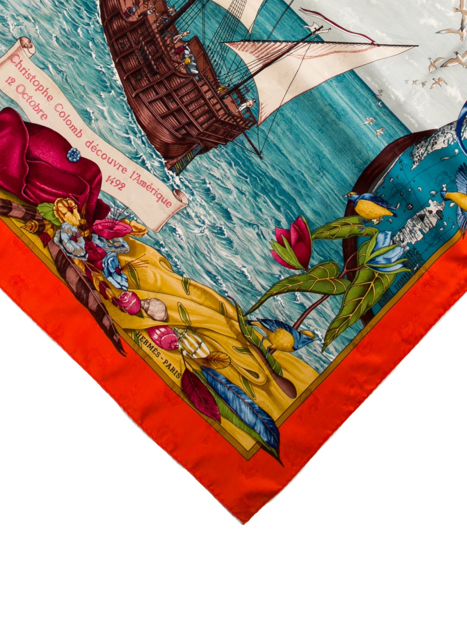Hermès Christophe Colomb Decouvre l’Amerique Silk Scarf