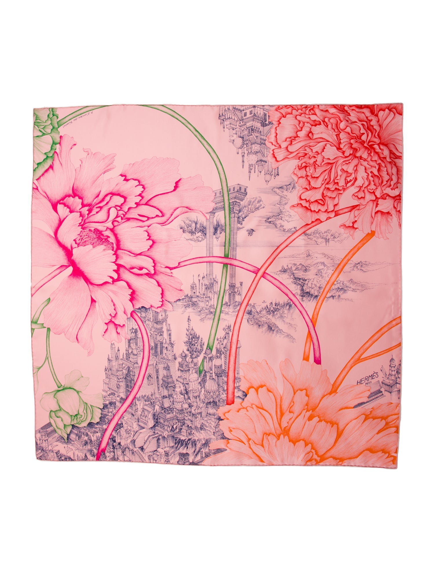 Hermès A L'Ombre Des Pivoine Silk Scarf w/ Tags