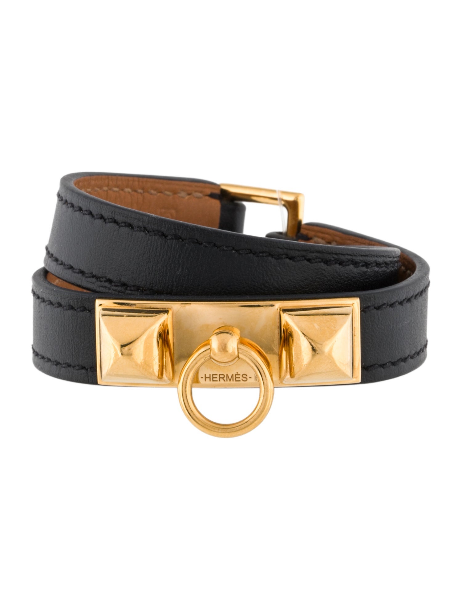 Hermès Leather Rivale Double Tour Wrap Bracelet