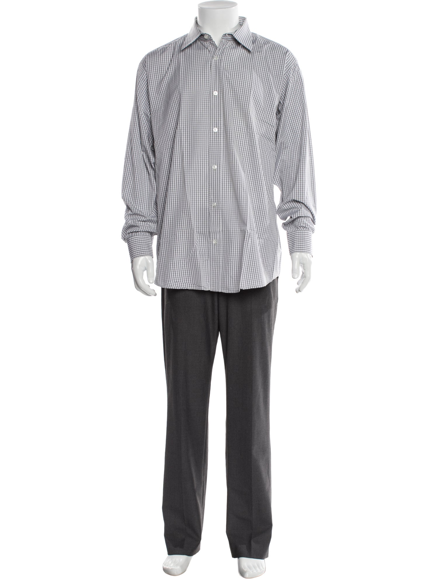 Hermès Plaid Print Long Sleeve Shirt