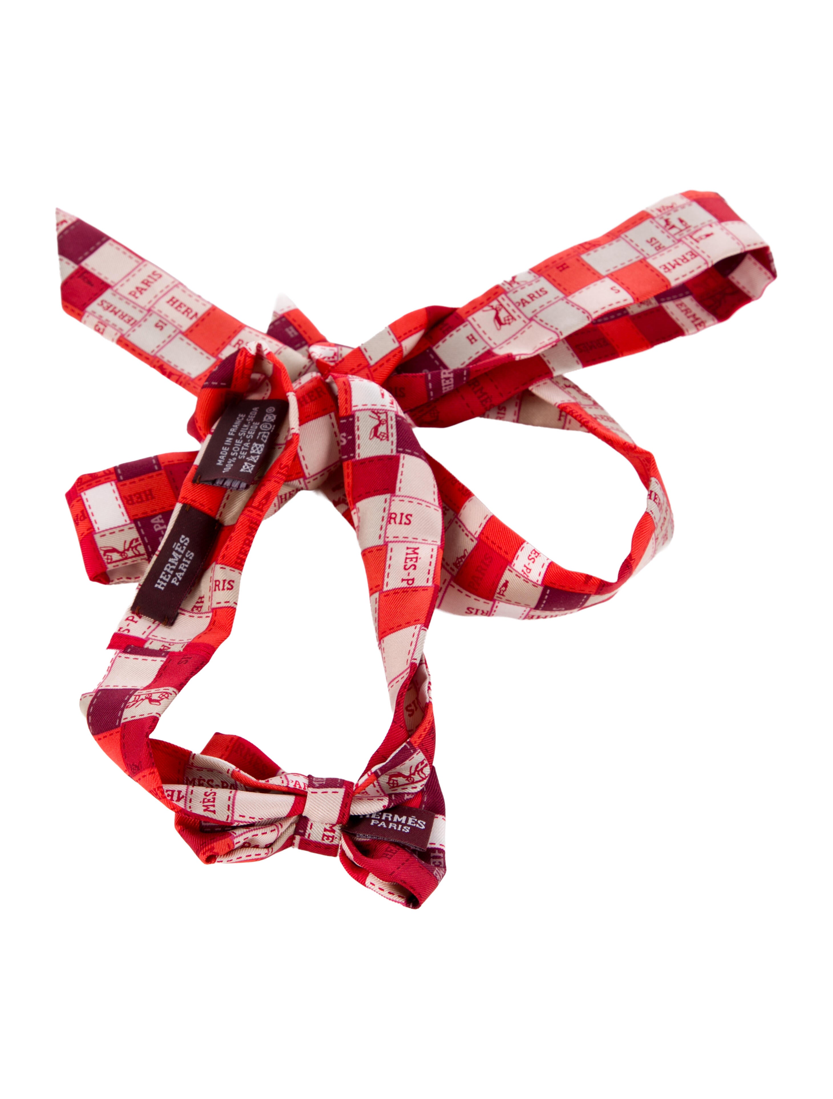 Hermès Bolduc Bow Tie Silk Twilly Scarf