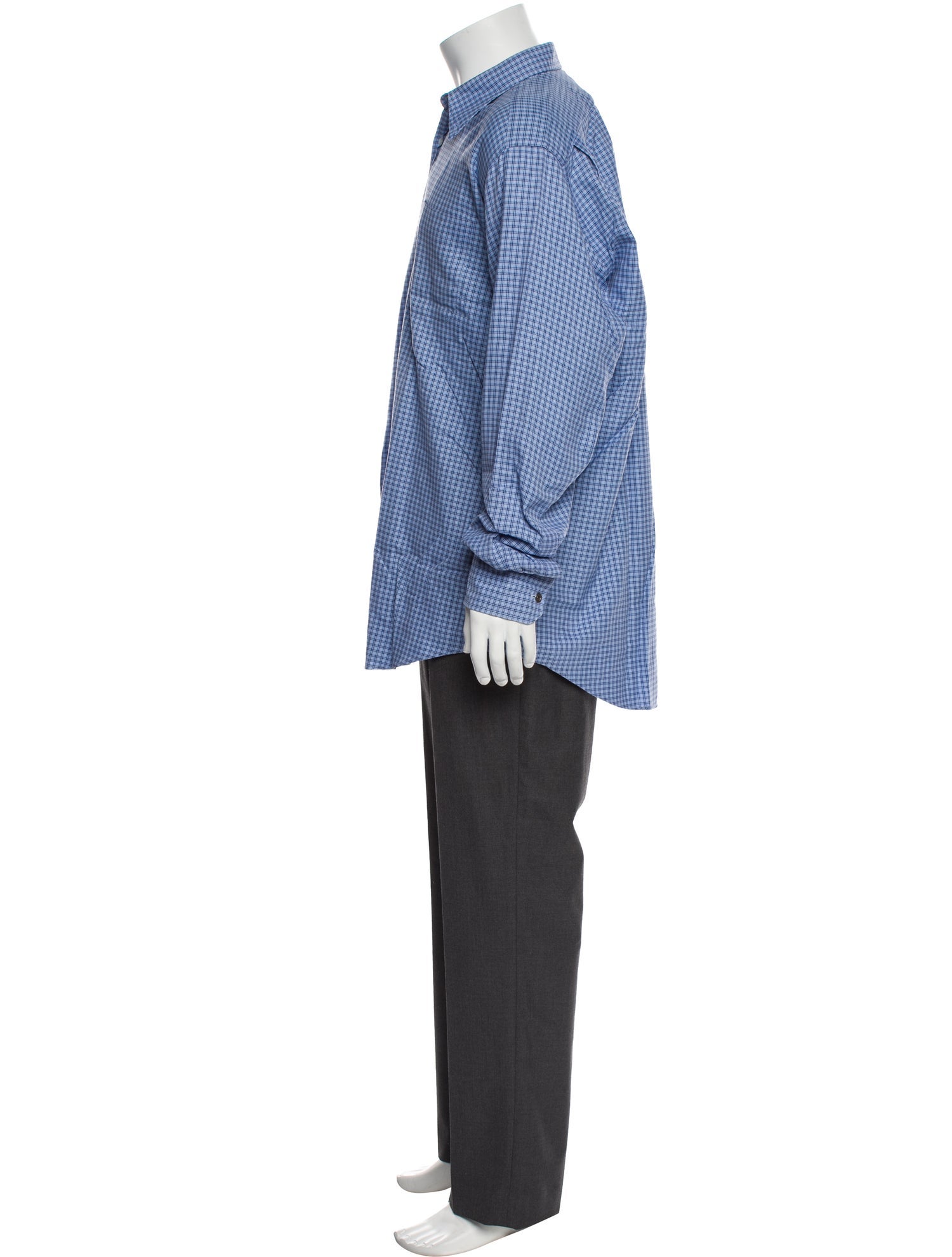 Hermès Plaid Print Long Sleeve Dress Shirt