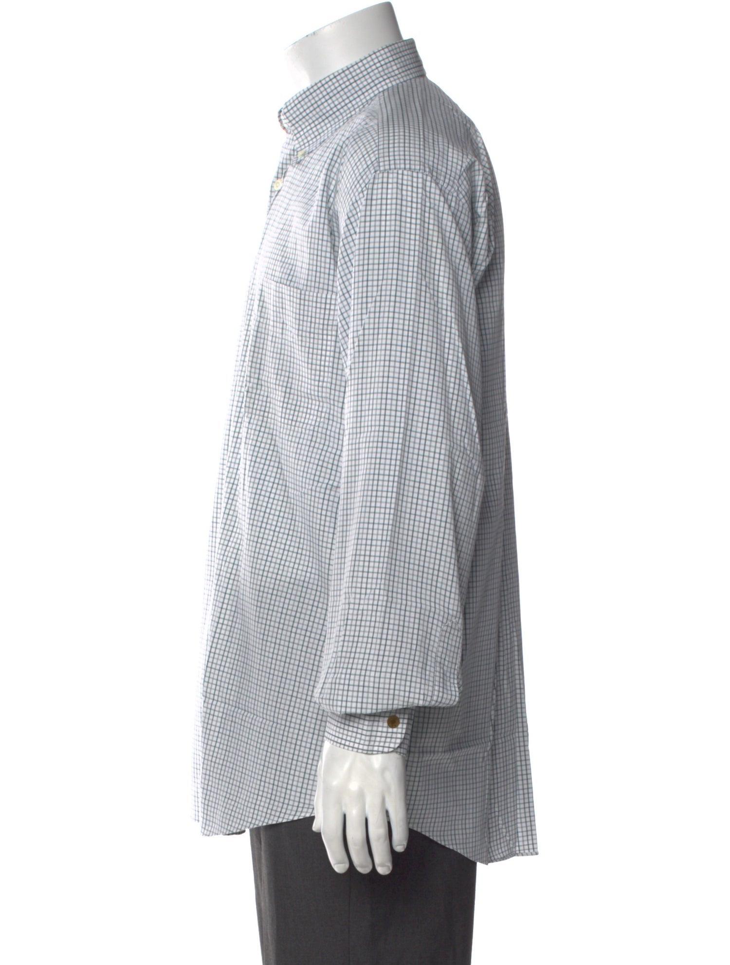 Hermès Plaid Print Long Sleeve Dress Shirt