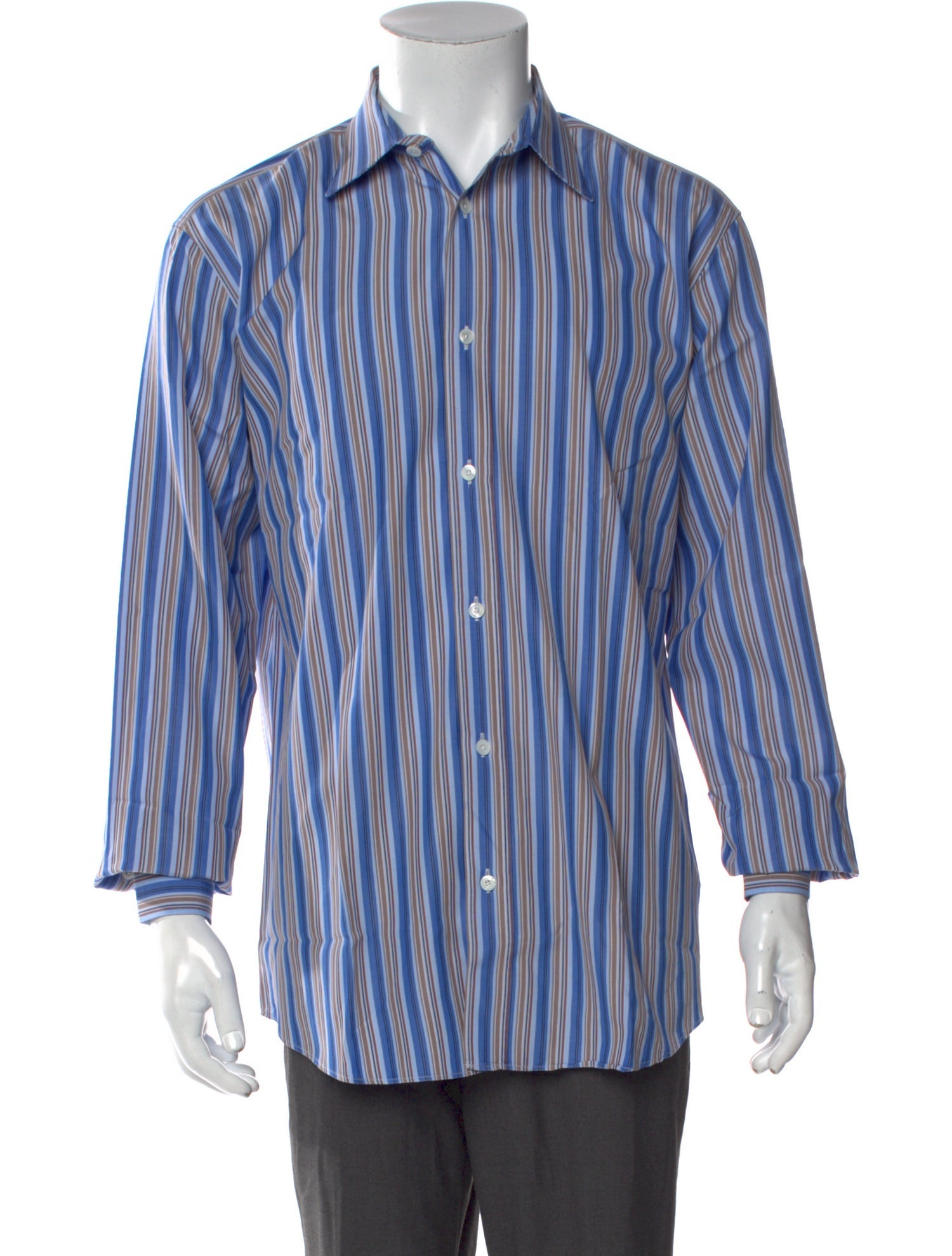 Hermès Striped Long Sleeve Dress Shirt