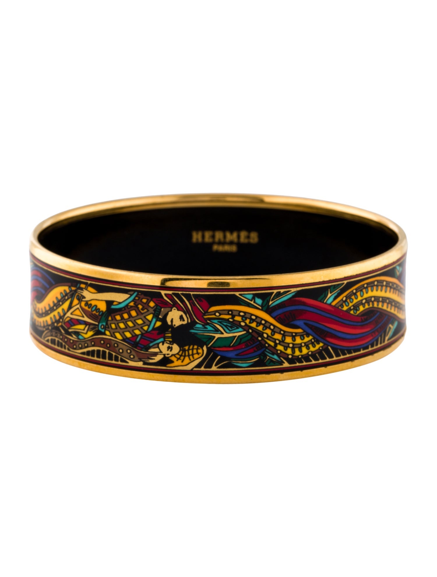 Hermès Wide Enamel Bangle Bracelet