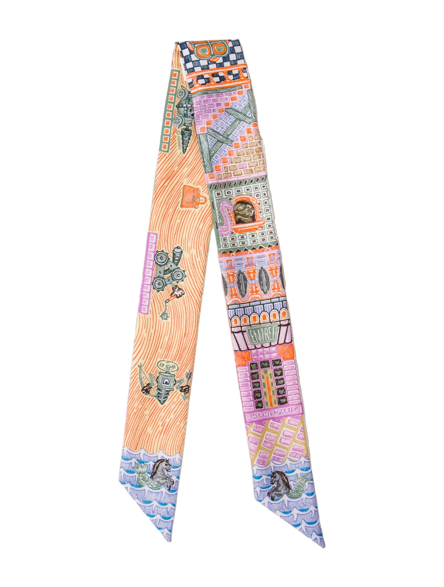 Hermès Super Silk Quest Silk Twilly Scarf w/ Tags