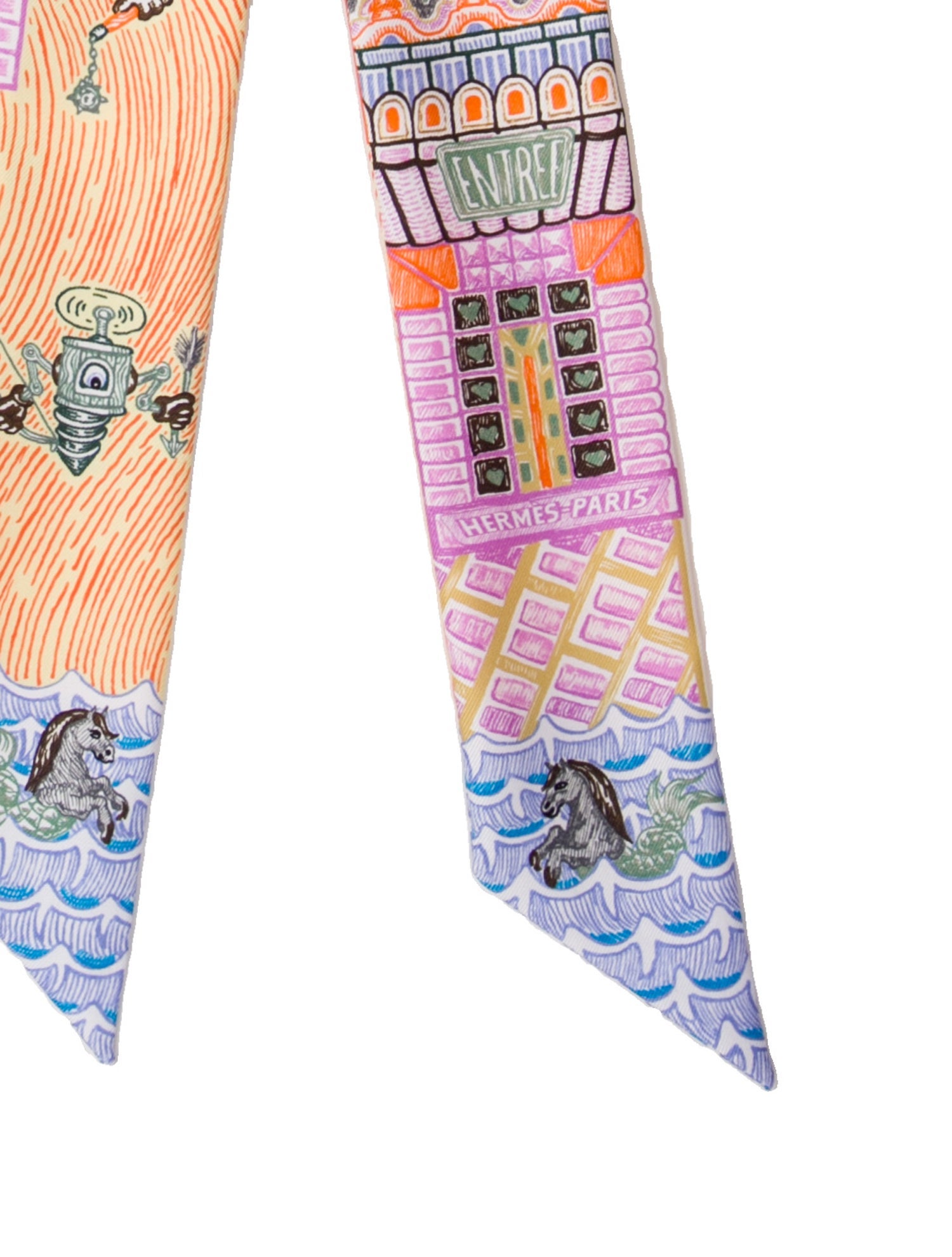 Hermès Super Silk Quest Silk Twilly Scarf w/ Tags