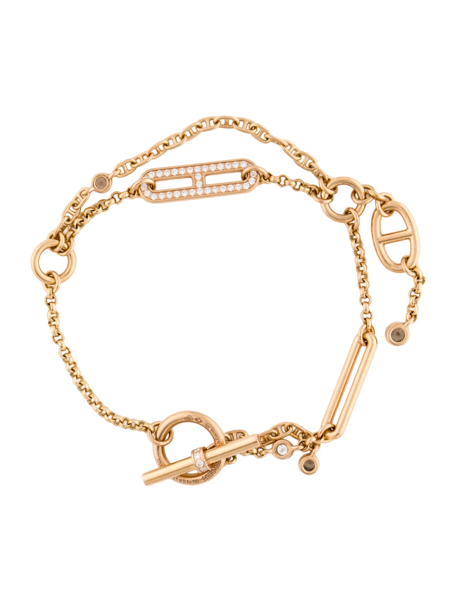 Hermès 18K Diamond Chain d'Ancre Chaos Link Bracelet