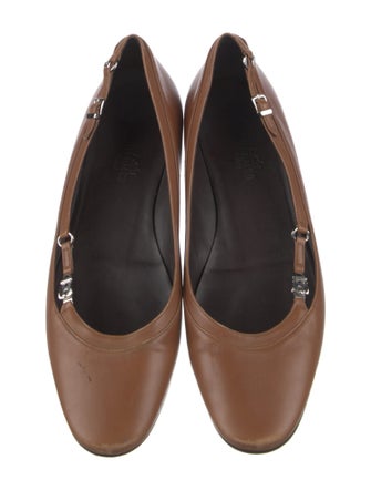 Hermès Leather Cutout Accent Ballet Flats